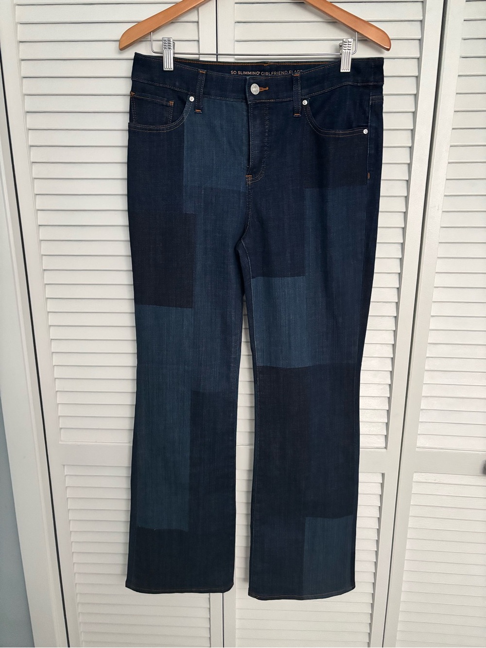 Chicos Women’s Patchwork Denim Stretch Jeans, 8 Regular